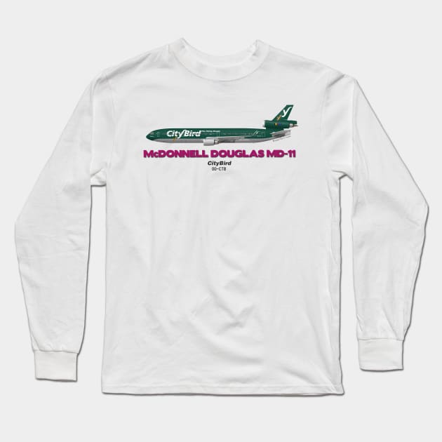 McDonnell Douglas MD-11 - CityBird Long Sleeve T-Shirt by TheArtofFlying